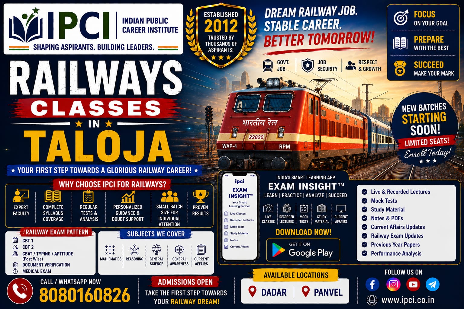Best Railways Exam Classes in Taloja – Professional Railway Exam Coaching with Exam Insight
