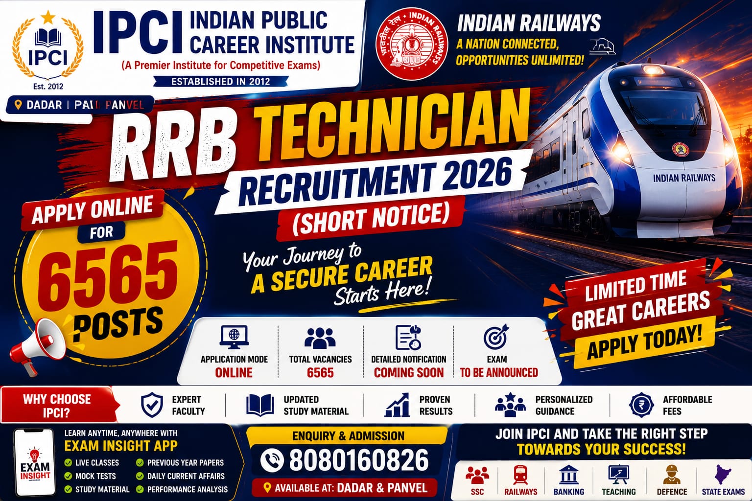 RRB Technician Recruitment 2026 Notification β Apply Online for 6565 Posts | Exam Insight