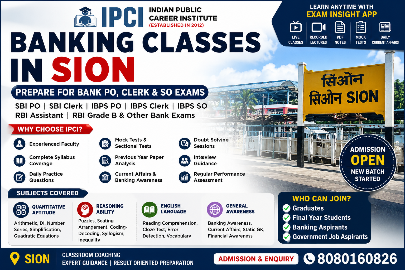 Best Banking Classes in Sion | Bank PO, Clerk & SO Coaching Classes