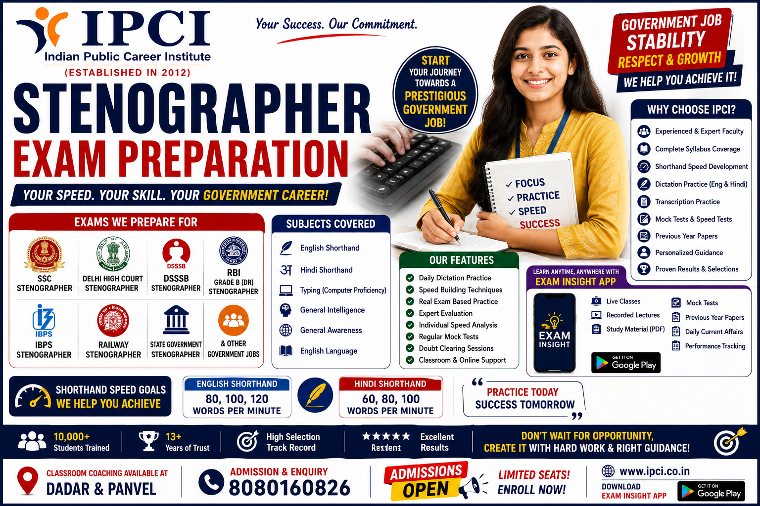 Best Stenographer Classes in Chinchpokli | SSC Stenographer Grade C & D Coaching