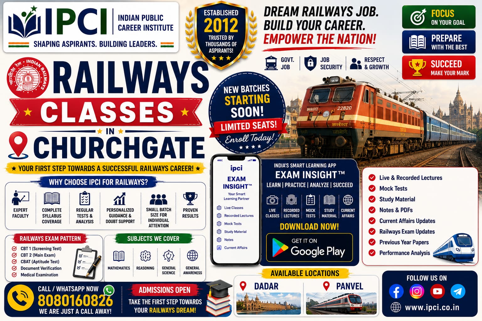 Best Railway Classes in Churchgate | RRB NTPC, Group D, ALP & Technician Coaching