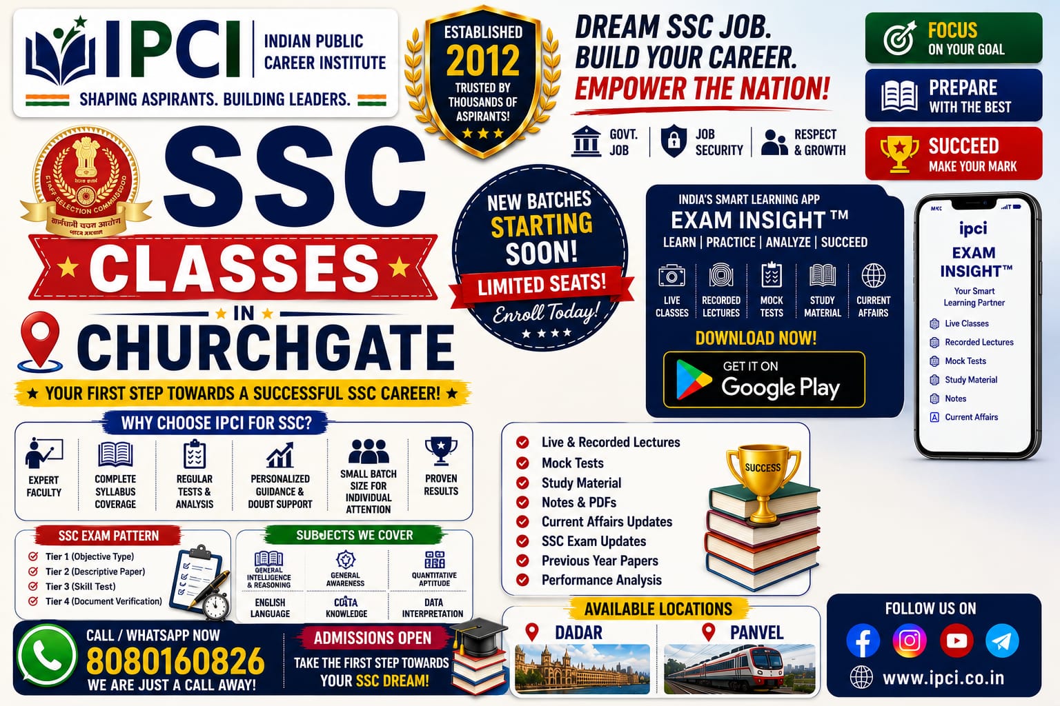 Best SSC Classes in Churchgate | SSC CGL, CHSL, MTS, GD & Stenographer Coaching