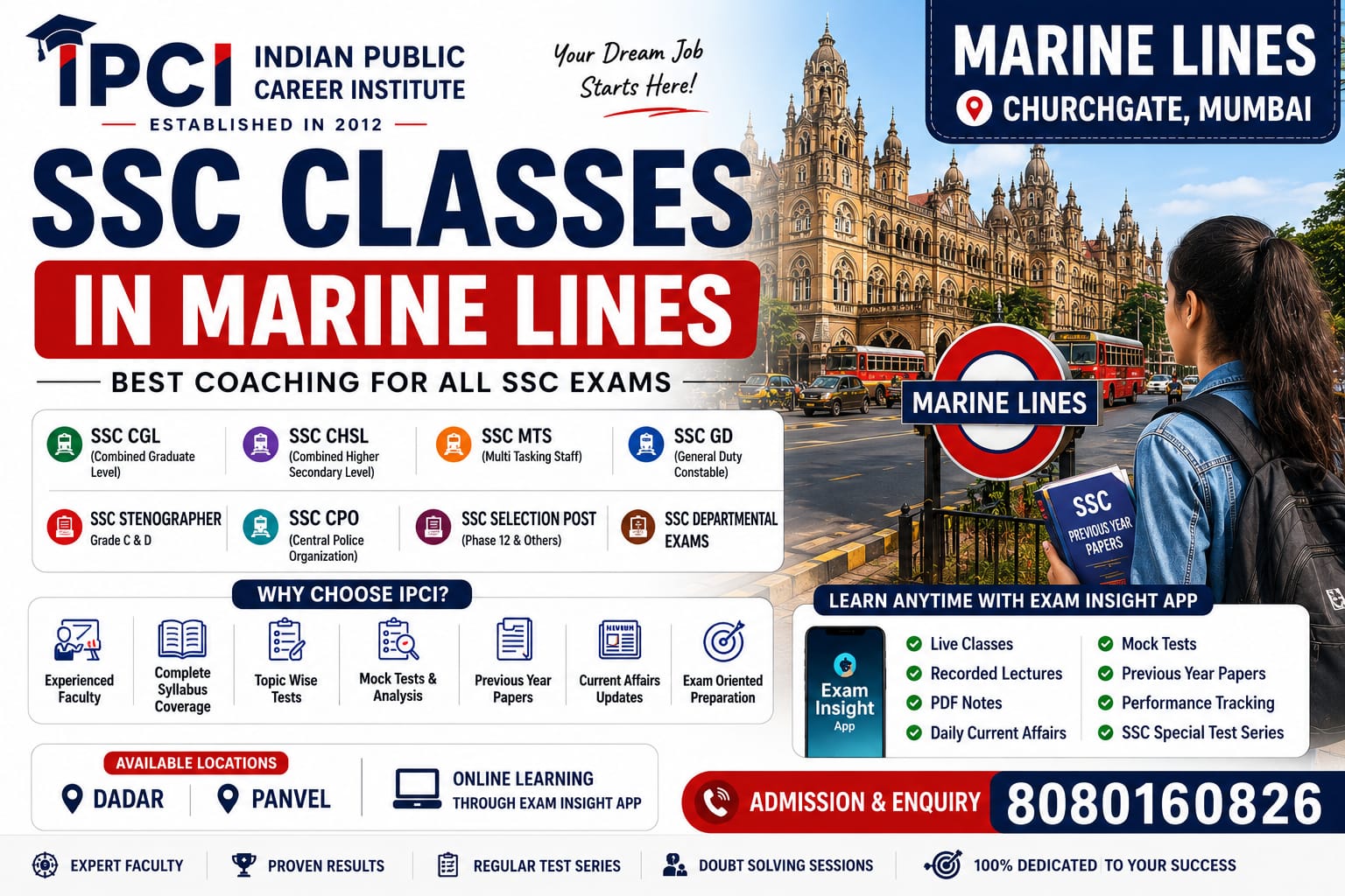 Best SSC Classes in Marine Lines | SSC CGL, CHSL, MTS, GD & Stenographer Coaching