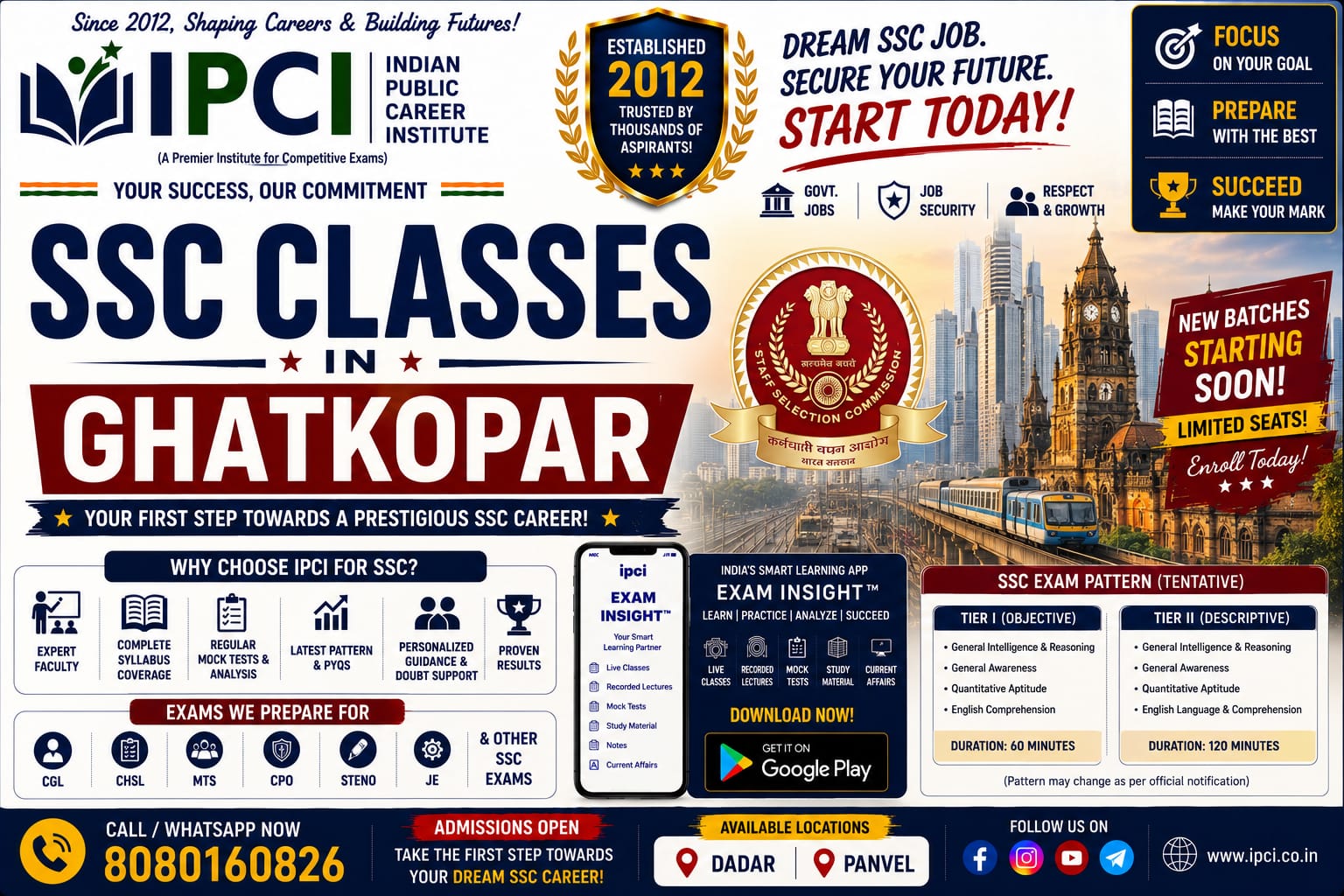 Best SSC Classes in Ghatkopar | SSC CGL, CHSL, MTS, GD & Stenographer Coaching